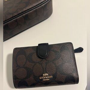 Coach Brown and Black Signature Wallet